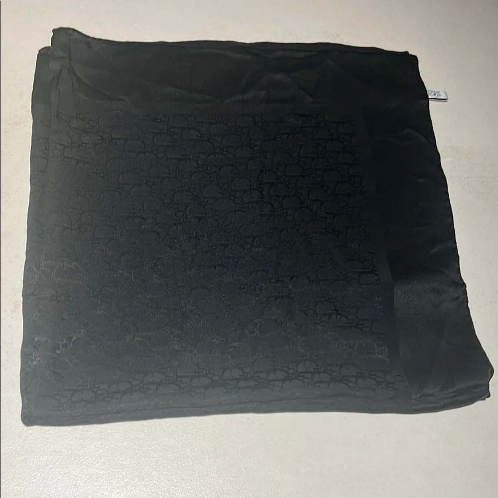 Christian Dior - Monogram Black silk scarf 34x34